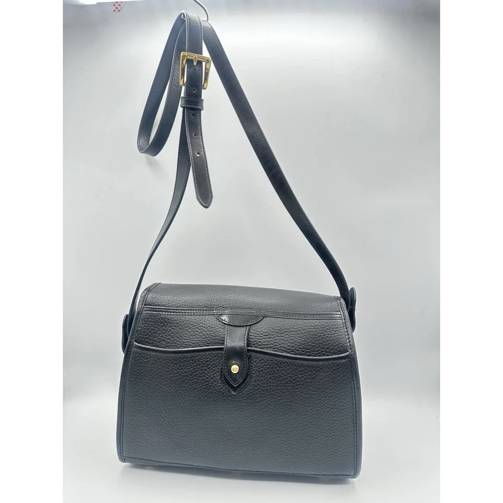 Vintage Dooney & Bourke AWL Essex Crossbody Bag Black Leather Gold Hardware
